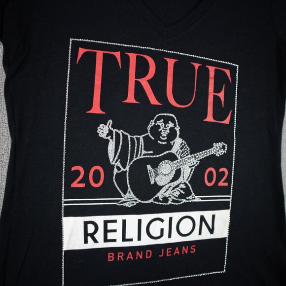 True Religion Rhinestone Buddha Tee Womens Large - Picture 4 of 8